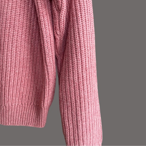 SEZANE Pink Wool Cotton Knit Quarter Button Pullover Sweater Pull Ewen Jumper - Picture 8 of 15